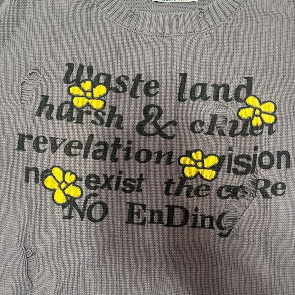 Harsh And Cruel Sweater Men XL Ripped Graphic Waste Land 100% Cotton Streetwear - Picture 3 of 11